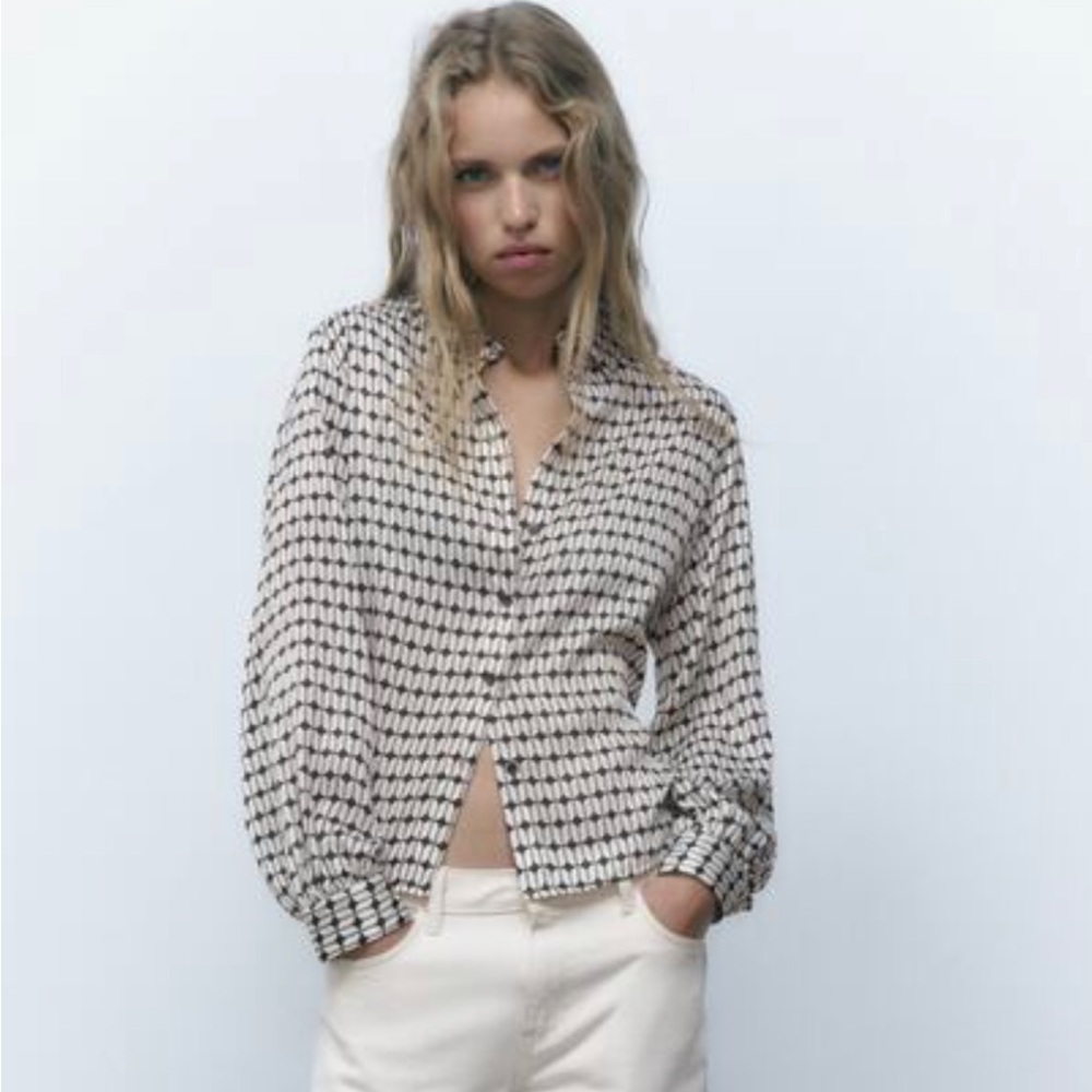 Zara printed black and white shirt